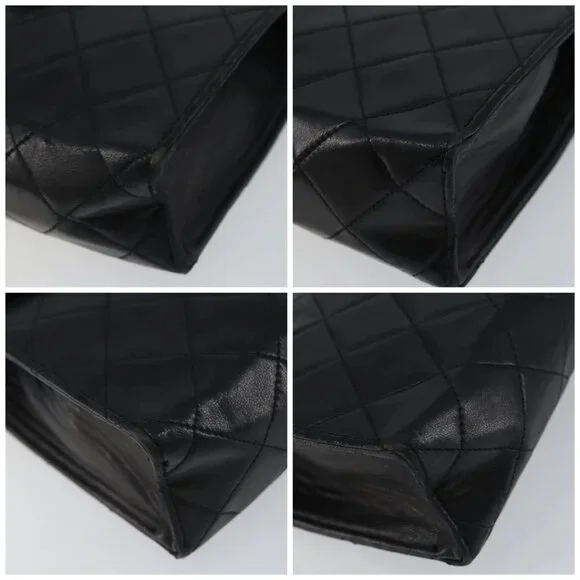 CHANEL Matelasse Chain Shoulder Bag Lamb Skin Black Gold CC Auth 158840 - Picture 16 of 16